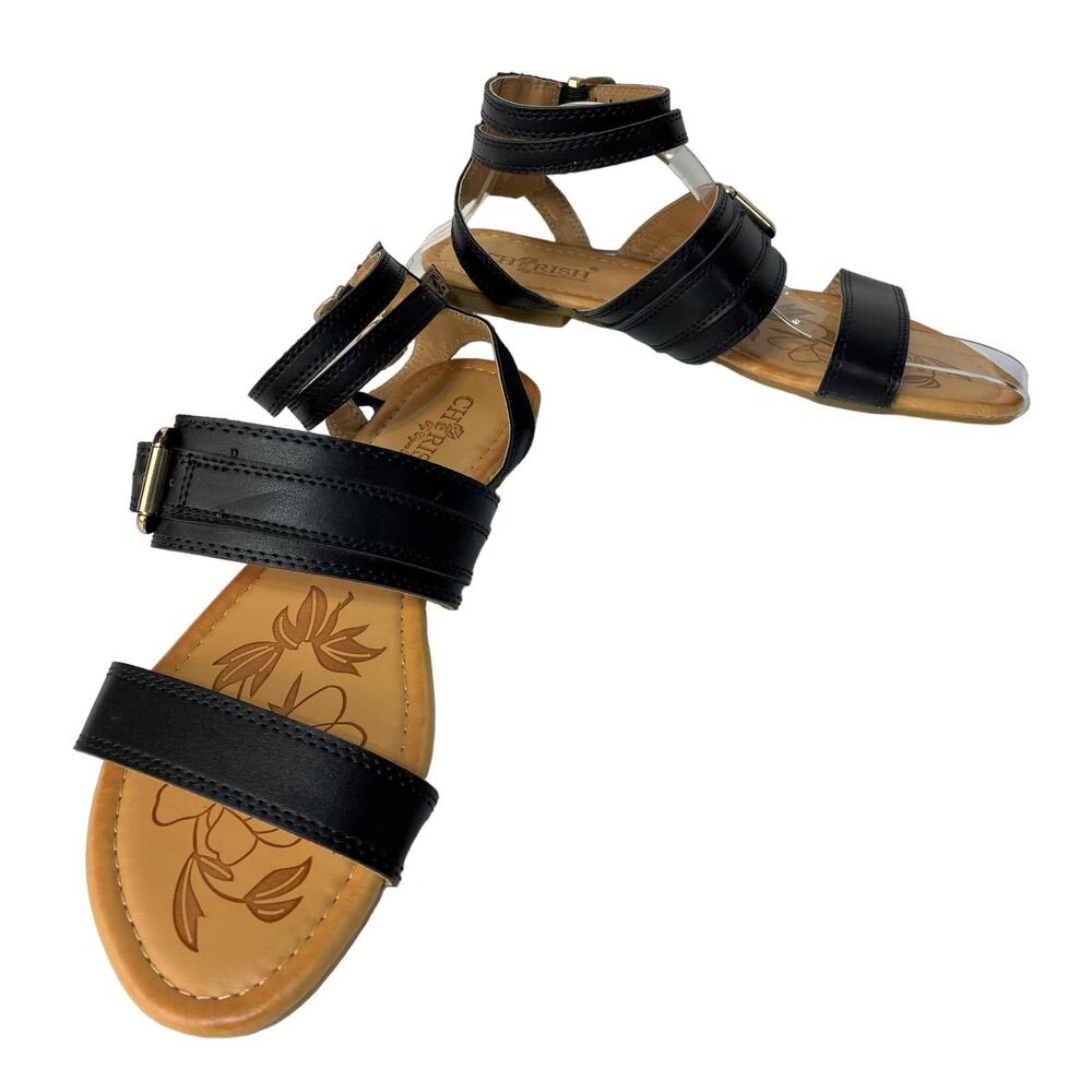 Cherish Jump Sandal with Double Ankle Strap Black Size 8 EUC